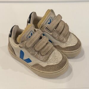 Veja Kids Cream and Blue Sneakers